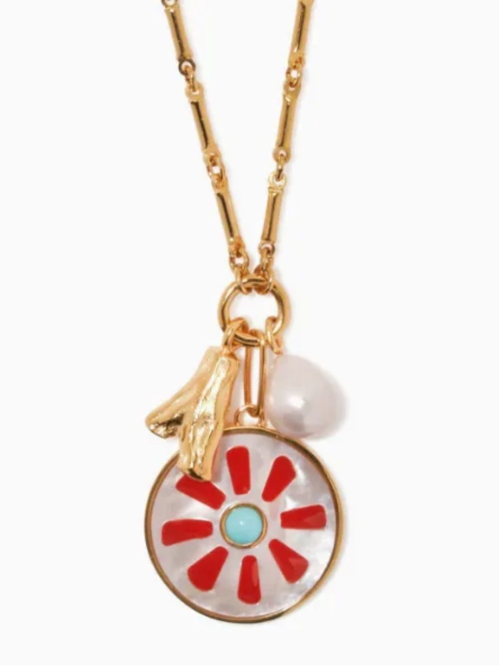 NEW✨ Mayamar Jewelry Gold Pearl Multi Charm Necklace Designer